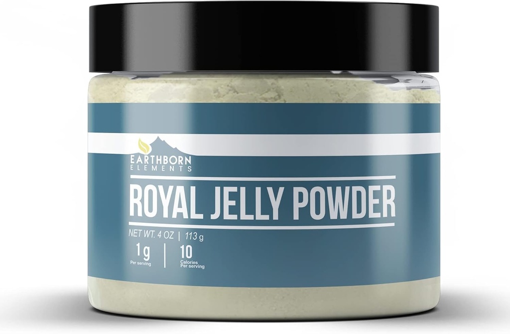 Éléments terriens Poudre de gelée royale (4 oz), Jarre refermable, Pure & Non OGM