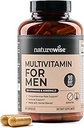 Multivitamine NatureWise pour hommes - Soutien quotidien masculin - Minéraux et herbes pour l'énergie, la performance, l'immunité - avec vitamine A, C, D, B-Complex - Sans soja et sans gluten, sans OGM - 180 capsules[3-Mois]