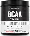 Poudre de BCAA (fermentée) - 6g Acides aminés essentiels à chaîne ramifiée pour améliorer la récupération des muscles, réduire la fatigue, augmenter la force, la croissance musculaire - 30 portions, punch de fruits