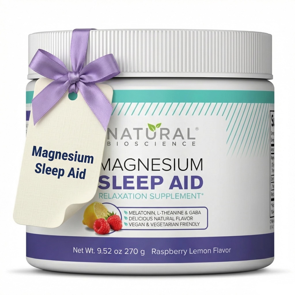 Magnésium Sleep Night Time Poudre - Citrate de magnésium, Magnésium Glycinate avec Melatonine, L-Theanine et GABA Aide au sommeil, Supplément de sommeil naturel, Vegan, Sans gluten, Arôme citron de framboise