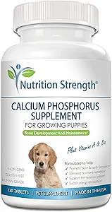 Supplément de phosphate de calcium pour chiens, fournir du calcium pour les chiots, promouvoir des os de chien sains et le taux de croissance des chiots, supplément de os de chien, 90 chews doux
