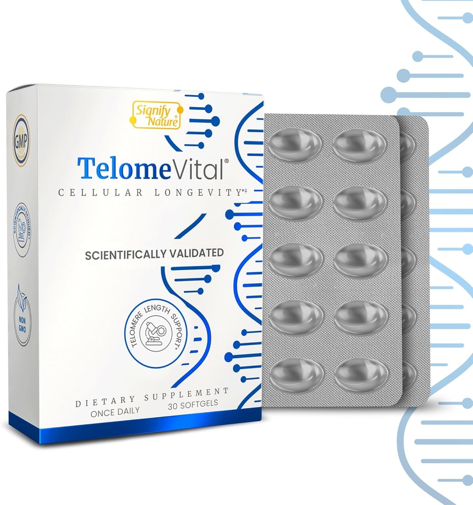 TelomeVital® - Soutien du supplément Telomere & NAD Support Telomere Complexe de polyphénols avec Quercetin & Oleuropein