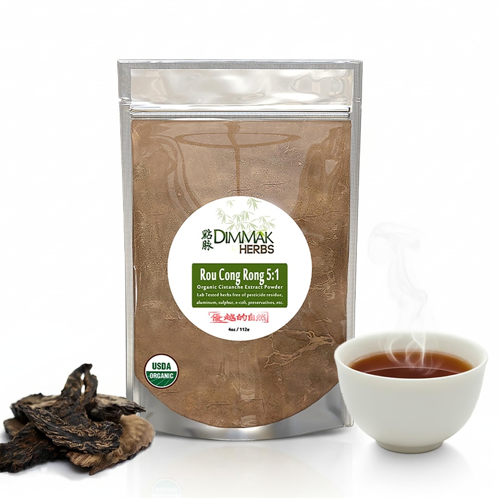 Bio Rou Cong Rong 5:1 Poudre d'extrait 4 oz Cistanche Deserticola/Broomrape Lab Testé 5:1 Concentré ajouter à l'eau ou Smoothie 4 oz/112g par les herbes Dimmak