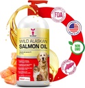 SavvyBeast Wild Alaskan Salmon Oil for Dogs, Cats & Ferrets – supplément d'huile de poisson Omega-3 avec EPA & DHA – soutient la peau, le manteau, les articulations, le cœur, le cerveau, le soulagement des démangeaisons et l'Immune – sans parfum – 16 oz