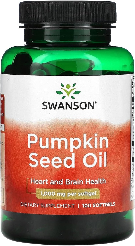 Huile de graines de citrouille de Swanson - Haute Biodisponible EFA - (100 Capsules Softgel, 1000mg chacune)