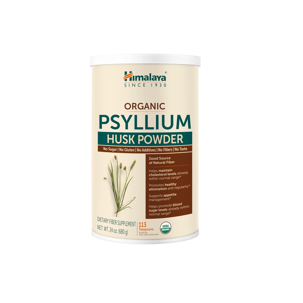 Himalaya poudre de musc de Psyllium biologique, supplément quotidien de fibre alimentaire, régularité, gestion de l'appétit, biologique certifié, non-OGM, pas de couleurs artificielles, non aromatisé, 113 approvisionnement en téaspons, 24 Oz