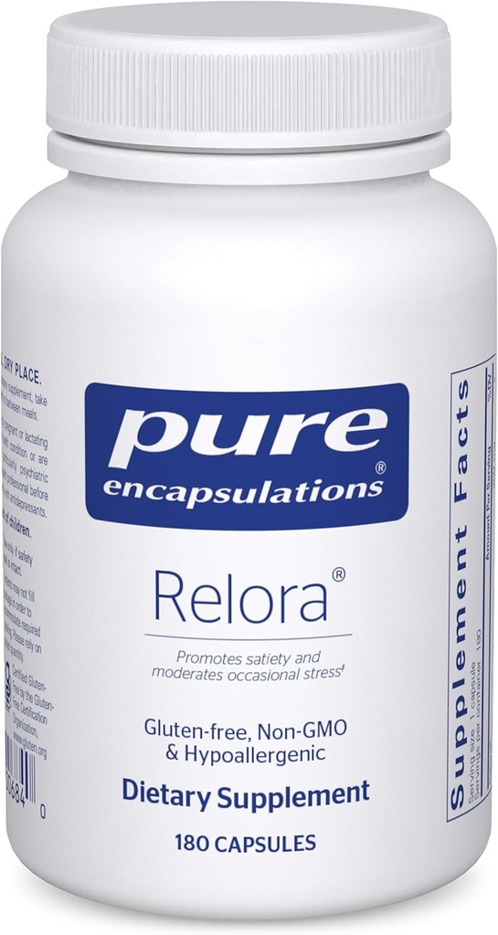 Encapsulations pures Relora: supplément hypoallergénique favorise la production de cortisol et de DHEA en santé et le stress occasionnel de 180 capsules