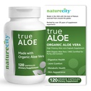 NatureCity True-Aloe Gut Health Support – 80 000 mg Aloe Vera Gel équivalent par portion – Aloe Vera biologique (120 capsules) pour le soutien digestif, cutané et articulaire