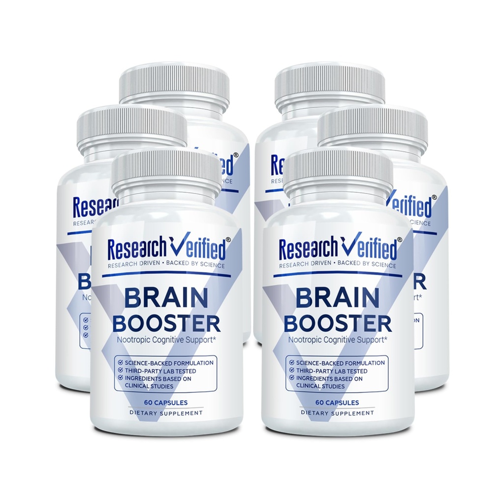 Booster Cerveau - Supplément Nootropique pour améliorer la fonction cognitive - 360 capsules Vegan - 6 bouteilles