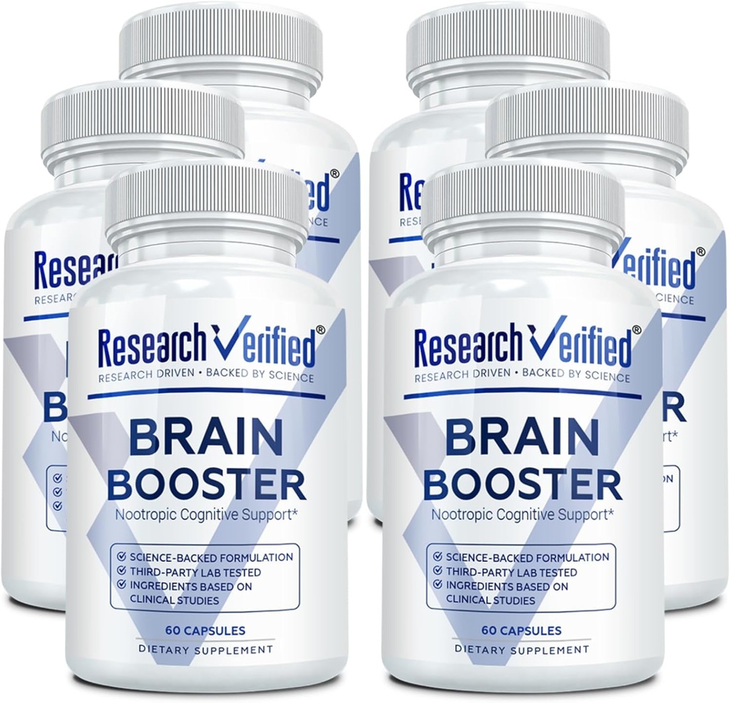 Brain Booster - Nootropic Supplement to Enhance Cognitive Function - 360 Vegan Friendly Capsules - 6 Bottles