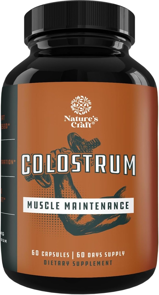 Bovine Colostrum Capsules avec Immunoglobuline G - Colostrum Supplément et Muscle Builder pour Gut Health Joint Support Immune Health Bone Strength et Cerveau Soutien Probiotique Supplément