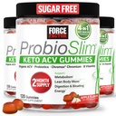 Facteur de force ProbioSlim Keto Gommies de vinaigre de cidre de pomme biologique Gommies de vinaigre avec probiotiques de LactoSpore et prébiotiques pour soutenir la digestion, le métabolisme et la santé immunitaire, 1 carbure net, saveur de pomme, 360ct