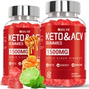 Gummées de vinaigre de cidre de pomme Keto - 1500mg Gummées de vinaigre de cidre de pomme avec de la betterave à grenade et vitamine B12 B6 - Saveur de miel citron - pour les hommes et les femmes - sans OGM et végétalien - 120 Compte
