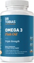 Dr Tobias Omega 3 Huile de poisson, 2000mg Triple Strength avec 800mg EPA 600mg DHA par service, Huile de poisson Omega 3 Suppléments pour le cœur, le cerveau et le soutien immunitaire, 90 Softgels, 45 portions