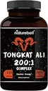 Tongkat Ali 200:1 (Longjack) Extrait pour hommes, 2000mg par portion, 150 Capsules, Indonésie Origine, Eurycoma Longifolia.