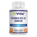 Vitamine D3 + K2 2000IU Chewable for Bone Health Support, 90 comprimés à croquer végétariens, jusqu'à 3 mois