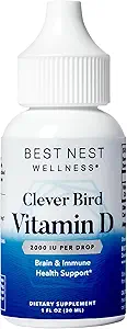 Meilleures gouttes de vitamine D - supplément de vitamine D3 liquide, gouttes de vitamine D3 liquides pour les adultes et les enfants, gouttes de vitamine D non OGM, gouttes de vitamine D liquides, 2000 UI par portion (une goutte) 1 oz