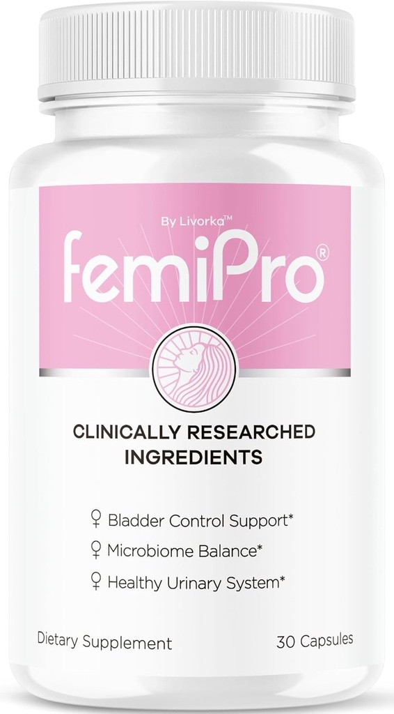 LIVORKA FemiPro pilules de contrôle de la vésicule - Capsules FemiPro originales, supplément de support de contrôle de la vésicule Femi Pro, pilules Probitic FemiPro pour les examens de santé et de bien-être, 30 capsules pour 1 mois