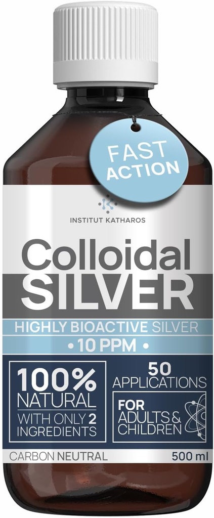 Colloïdal Argent Liquide 8 fl oz 10 PPM - Bioactive Hydrosol Argent Eau - Natural Imune Support Nano Sol Solution de supplément - Qualité Ionique Minéraux - Organic Structured Silver