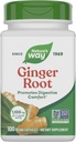 Nature's Way Ginger Root, favorise le confort digestif*, 1 100 mg par portion de 2 capsules, projet non-OGM vérifié, végétalien, 100 capsules