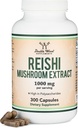 Capsules Reishi Mushroom (4:1 Extrait de Ganoderma, 1000mg Rouge Reishi portions en poudre) 300 Compte, 5 mois d'approvisionnement, Potent Mushroom Supplément pour le système immunitaire et la défense par Double Wood