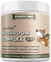 Wonder Paws Immune Support Poudre de champignons pour chiens – Complexe de champignons organiques pour l'immunité, la cognition, la santé cellulaire, la longévité - Avec la dinde Tail Champignon pour chiens, Reishi & Lions Mane – 90 Scoops