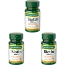 Biotine Bounty de la nature, supplément de vitamine, soutient le métabolisme pour l'énergie cellulaire et les cheveux, la peau et les ongles sains, 1000 mcg, 100 comprimés (paquet de 3)