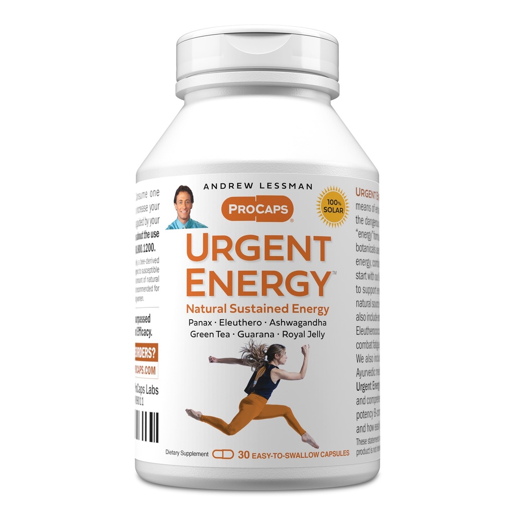 ANDREW MOINSMAN Énergie urgente 30 Capsules - Fournit un moyen sûr et sain d'améliorer les niveaux d'énergie et les sentiments de bien-être, thé vert, Guarana, Ginseng, Jelly Royal, Ashwagandha, B-Complex