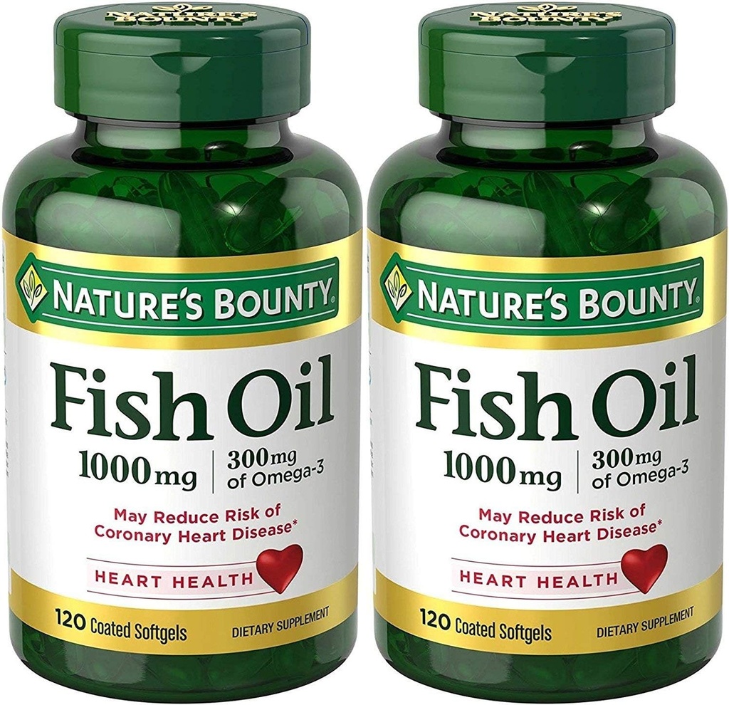 Huile de poisson de la nature (sans odeur) 1000 Mg, 240 Softgels (2 X 120 Bouteilles de comptage)