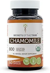 Secrets de la tribu Camomile Capsules biologiques USDA Capsules végétariennes certifiées biologiques, supplément alimentaire à base de plantes