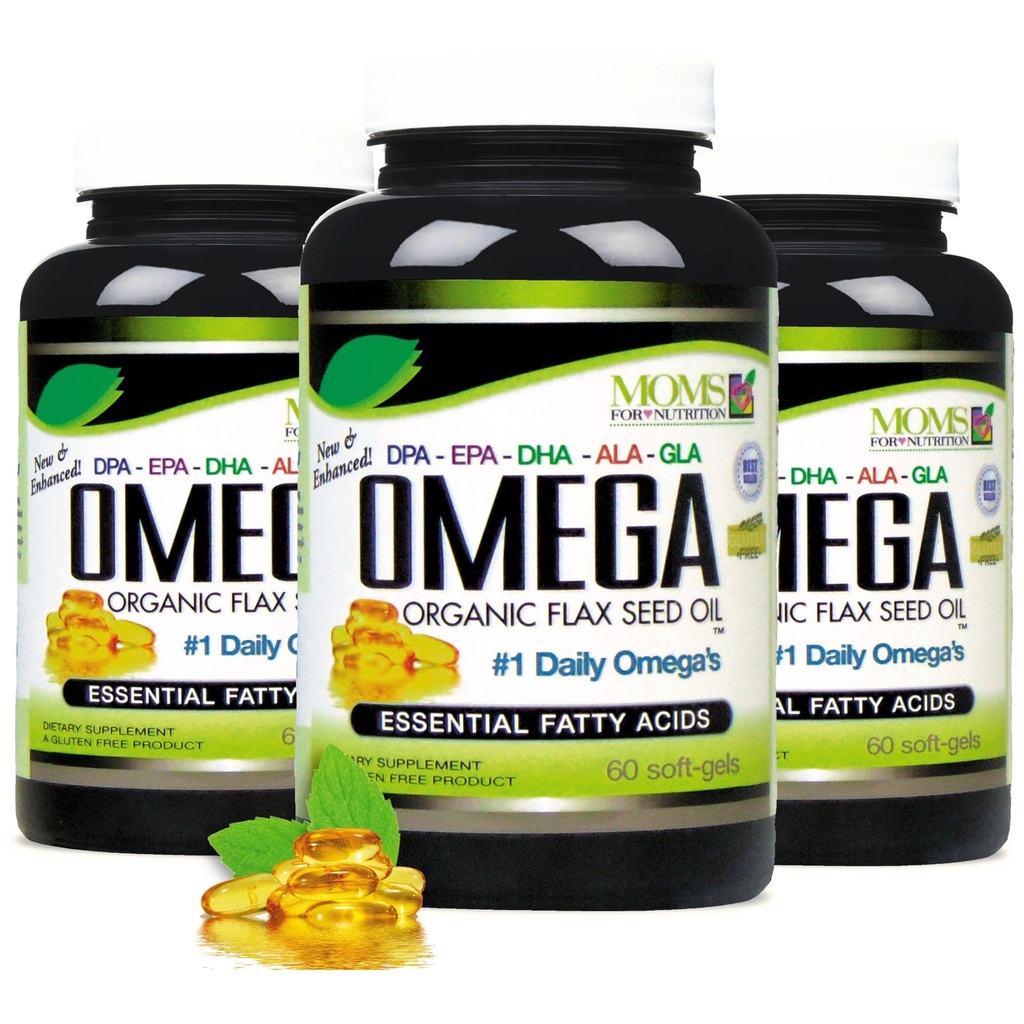 Omega naturel 3-6-9 Mélange DPA, EPA, DHA, ALA et GLA - Huile de graines de lin biologique et huile de poisson naturelle capturée sauvage - plus de 2 800 Milligrammes de force - Sans gluten - Fabriqué aux États-Unis - 60 SoftGels (paquet de 3)