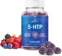Gummées BeLive 5-HTP - 60 Ct I 5HTP Gummées anti-stress pour mieux dormir, focalisation augmentée, rappel d'humeur et anti-stress I Sérotonine Booster pour adultes, supplément Vegan 5 HTP - baies mixtes Flavor