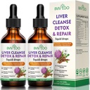 2 Pack Liver Health Liquid Drops - 2000mg Milk Thistle, Dandelion Root, Artichoke, Silymarin Extract, & Turmeric Herbs - Vegan, Non-GMO - 4 Fl Oz (120ml)