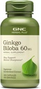 GNC Herbal Plus Ginkgo Biloba Supplément 60mg, Végétarien, Soutient la Sharpness Mentale, 100 Servitions