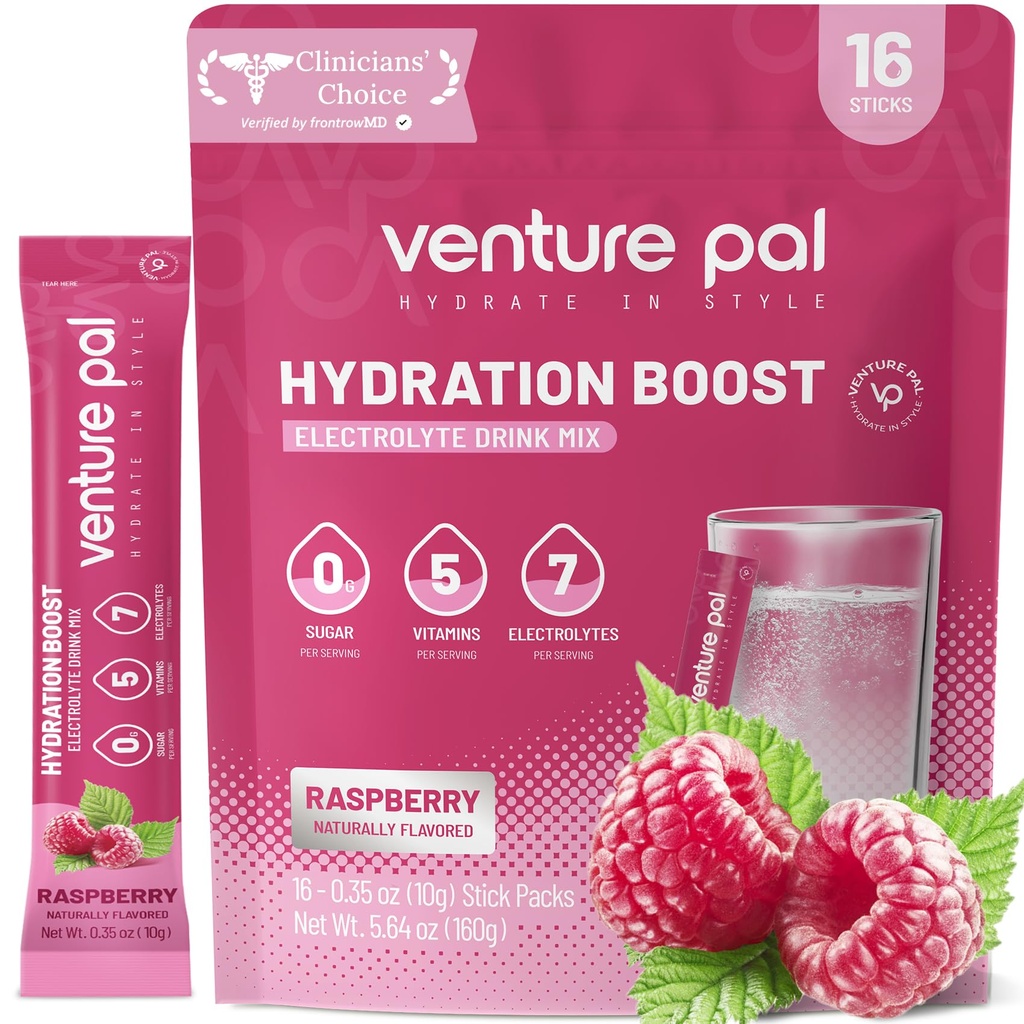 Venture Pal Powder Packets sans électrolyte de sucre - Liquid Daily IV Drink Mix pour l'hydratation rapide et la récupération des parties