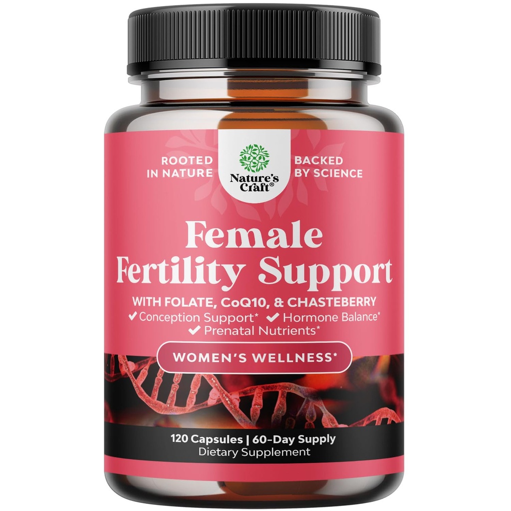 Supplément de fertilité pour les femmes ayant des multivitamines prénatales - Soutien de fertilité féminine avec prénatal Choline Inositol Folate Chasteberry et CoQ10 Mélange de fertilité pour promouvoir la conception plus rapide