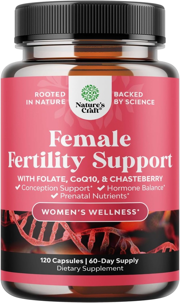 Supplément de fertilité pour les femmes ayant des multivitamines prénatales - Soutien de fertilité féminine avec prénatal Choline Inositol Folate Chasteberry et CoQ10 Mélange de fertilité pour promouvoir la conception plus rapide