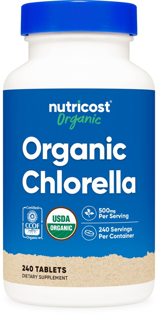 Nutricost Chlorella biologique 500mg, 240 comprimés - sans gluten, non-OGM