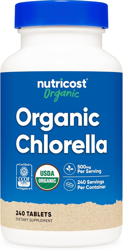 Nutricost Chlorella biologique 500mg, 240 comprimés - sans gluten, non-OGM