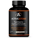 Atomes actifs Extraits de curcuma, extra-résistance avec BioPerine® Black Pepper 750 mg Extraits de curcuma par une gélule de 00 po, Curcuminoides standardisés à 95 %, non-OGM, 60 capsules de légumes 60 jours