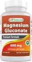 Meilleurs naturels Gluconate de magnésium (35 mg de magnésium élémentaire à partir de 600 mg de gluconate de magnésium) 180 comprimés