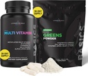 Livingood Daily Valve Support Bundle - Multivitamines/multiminéraux Plus Greens Poudre pour un soutien nutritionnel bien équilibré et complet - Suppléments santé cardiaque