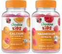 Calcium Lifeable avec Vitamine D Enfants + Magnésium Enfants, Gommies Bundle - Grande dégustation, supplément de vitamine, sans gluten, sans OGM, gommy à croquer