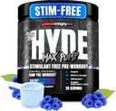 PROSUPPS M. Hyde Max Pump Pre Workout Powder - Stim-Free Preworkout supporte le débit sanguin, le volume musculaire et l'endurance - sans caféine oxydé ni suppléments de fitness (Razz bleu, 20 portions)