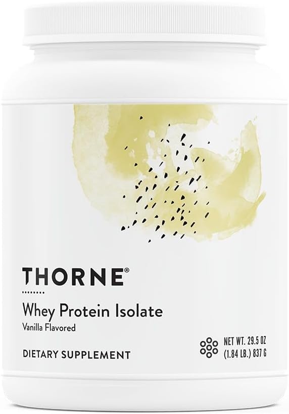 THORNE - Isolé de protéines de lactosérum - 21 grammes de poudre de protéines de lactosérum facile à digérer - NSF certifié pour le sport - Vanille - 29,5 Ounces - 30 portions