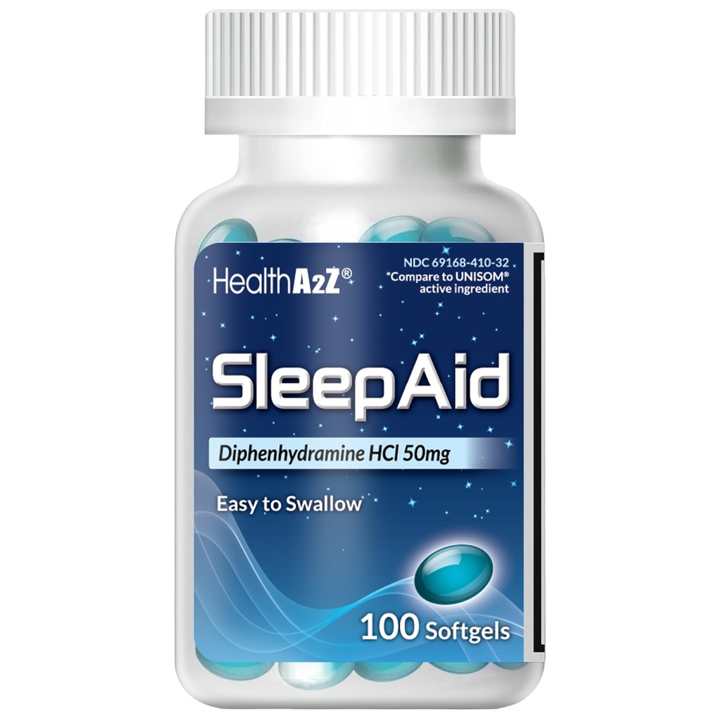 HealthA2Z Aide au sommeil, Diphénhydramine Softgels, 50mg, soutient plus profond, sommeil reposé, non Habit-Forming (100 comtes)