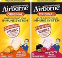 Airborne 1000mg Vitamine C Comprimés à croquer Citrus & Very Berry Flavor Bundle - Supplément de soutien immunitaire au zinc et aux vitamines antioxydantes puissantes A C & E, (2 bouteilles de 96ct)*