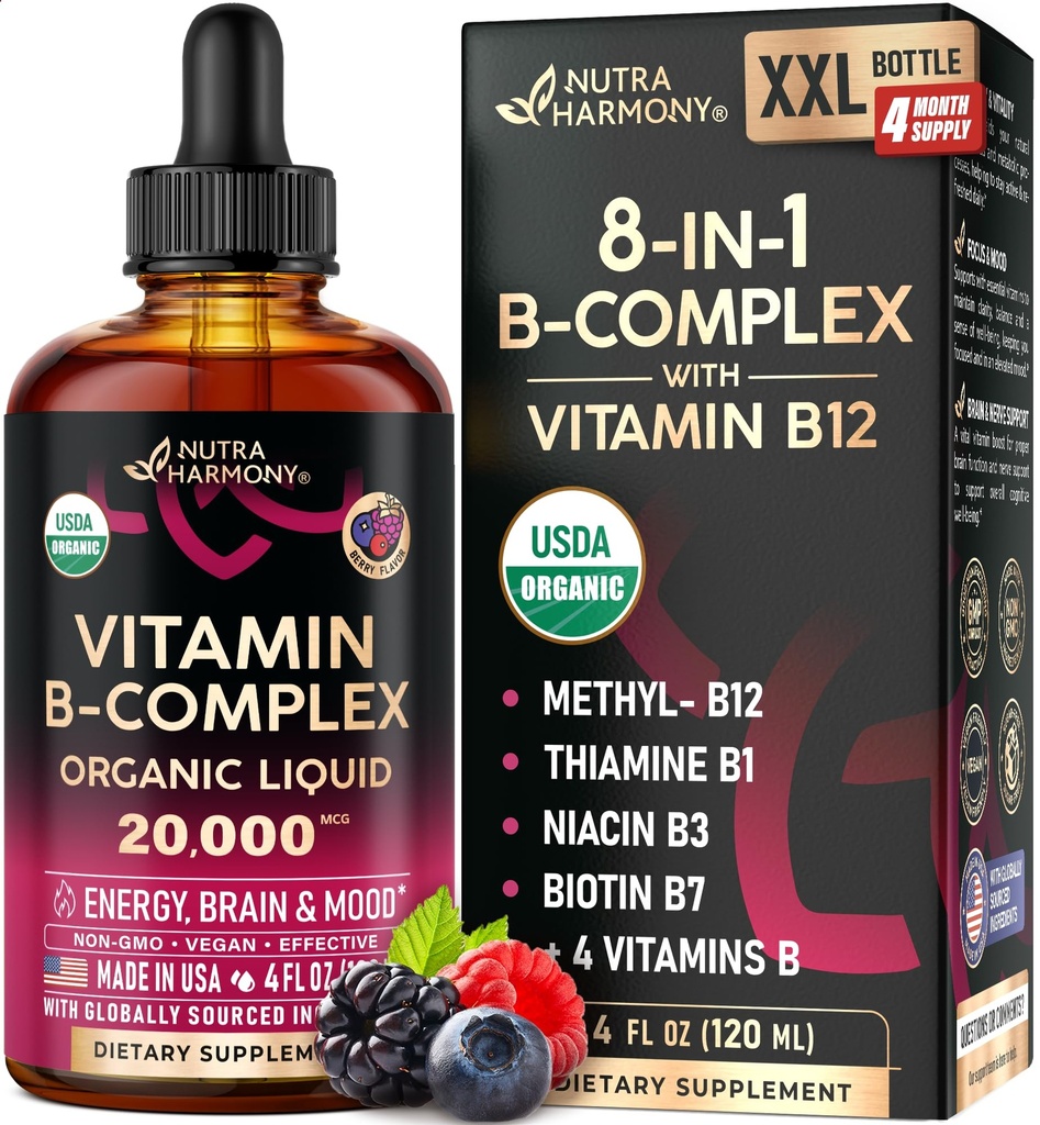 USDA Vitamine biologique B-Complex B5 Acide pantothénique B12 méthylcobalamine B1 Thiamine B6 Pyridoxine B7 Biotine B9 Folic.