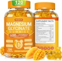Glycinate de magnésium 600mg, sans sucre à croquer Gymnese de magnésium avec Glycinate de magnésium, vitamine D, B6 et CoQ10 pour le sommeil, la relaxation, le cerveau et le muscle, 120 Compte