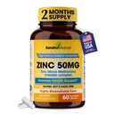 Sandhu Herbals Zinc 50mg Supplément pour les hommes et les femmes de haute absorption Zinc Monométhionine complexe 60 Capsules de Supplement pour Immunine, Acné & Antioxydant Support
